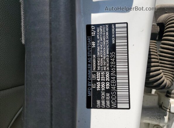 WDDSJ4EB4JN628435 2018 MERCEDES-BENZ CLA-CLASS Белый 