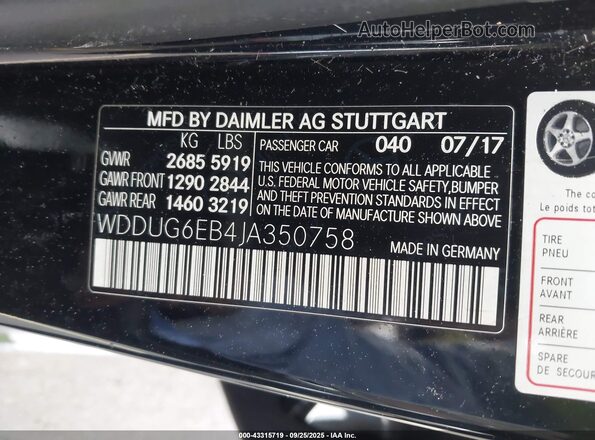 WDDUG6EB4JA350758 2018 MERCEDES-BENZ S-CLASS Серый Вид подкапотного пространства