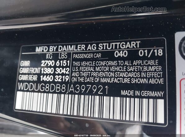 WDDUG8DB8JA397921 2018 MERCEDES-BENZ S-CLASS Черный Вид подкапотного пространства