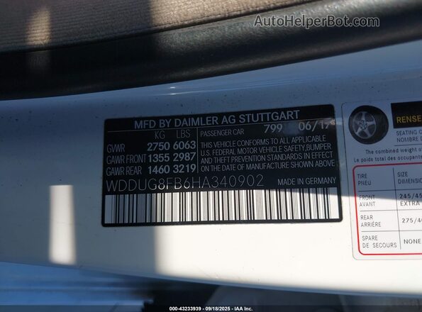 WDDUG8FB6HA340902 2017 MERCEDES-BENZ S-CLASS White Vista del compartimento del motor