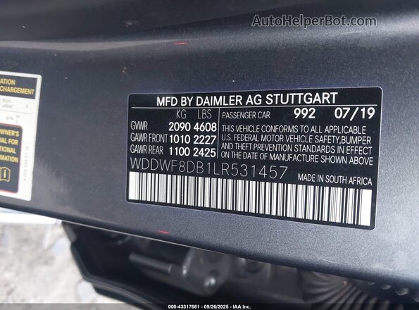 WDDWF8DB1LR531457 2020 MERCEDES-BENZ C Gray Շարժիչի բաժամունքի տեսք