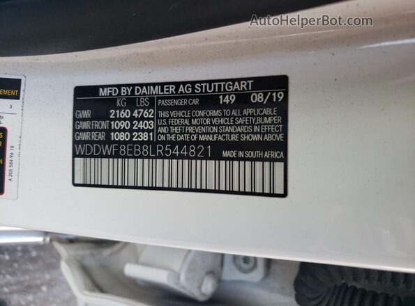 WDDWF8EB8LR544821 2020 MERCEDES-BENZ C White Vista del compartimento del motor
