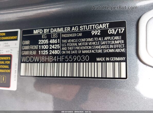 WDDWJ8HB4HF559030 2017 MERCEDES-BENZ AMG C 63 Gray 