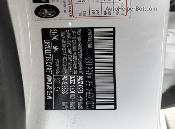 WDDZF4JB6JA456180 2018 MERCEDES-BENZ E White 