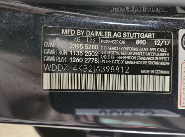 WDDZF4KB2JA398812 2018 MERCEDES-BENZ E Синий 