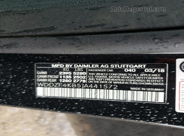 WDDZF4KB5JA441572 2018 MERCEDES-BENZ E Черный 