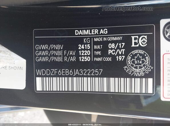 WDDZF6EB6JA322257 2018 MERCEDES-BENZ AMG E 43 Black Engine compartment view