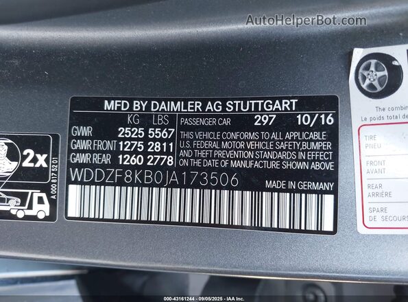 WDDZF8KB0JA173506 2018 MERCEDES-BENZ AMG E 63 Gray 