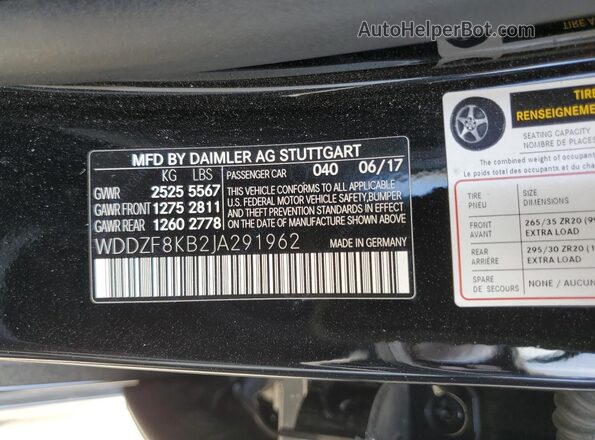 WDDZF8KB2JA291962 2018 MERCEDES-BENZ E Черный 