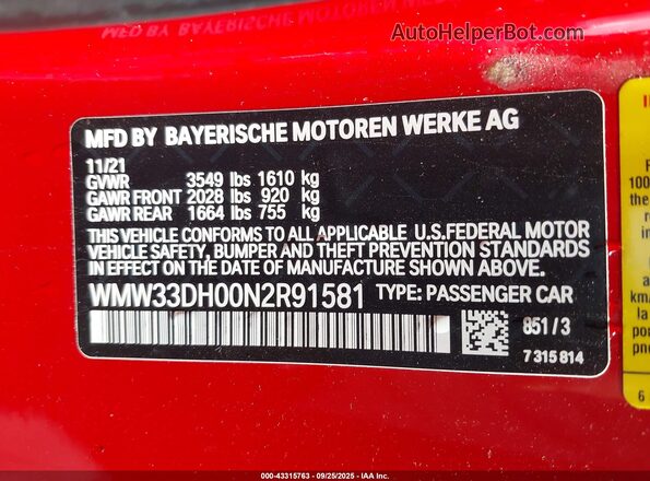 WMW33DH00N2R91581 2022 MINI HARDTOP Red Engine compartment view