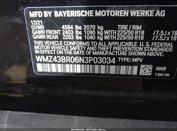 WMZ43BR06N3P03034 2022 MINI COUNTRYMAN Черный Вид подкапотного пространства