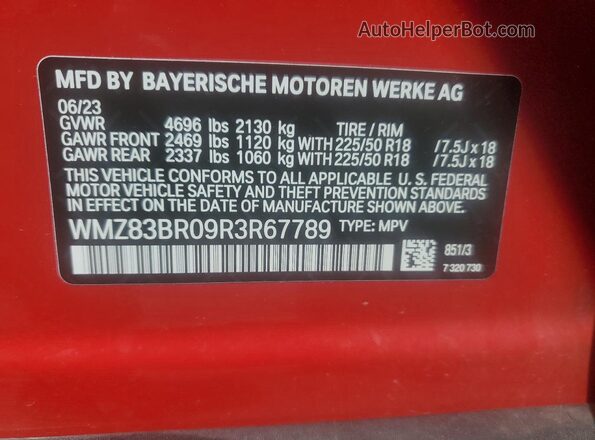 WMZ83BR09R3R67789 2024 MINI COOPER Red 