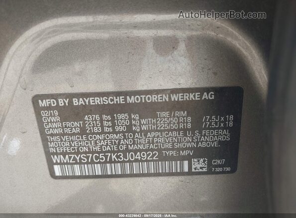 WMZYS7C57K3J04922 2019 MINI COUNTRYMAN Silver Widok komory silnika