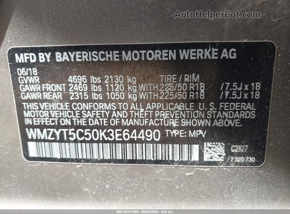 WMZYT5C50K3E64490 2019 MINI COUNTRYMAN Tan 