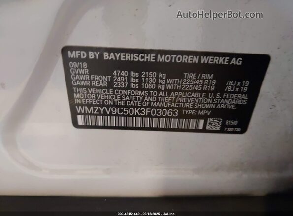 WMZYV9C50K3F03063 2019 MINI COOPER Белый Вид подкапотного пространства