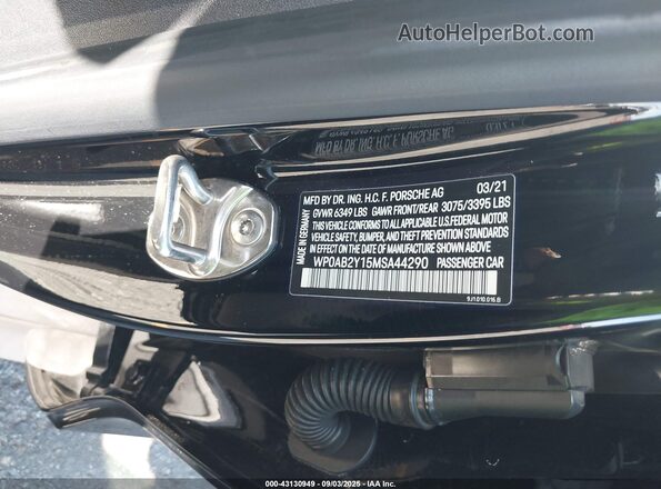 WP0AB2Y15MSA44290 2021 PORSCHE TAYCAN Black Вид підкапотного простору