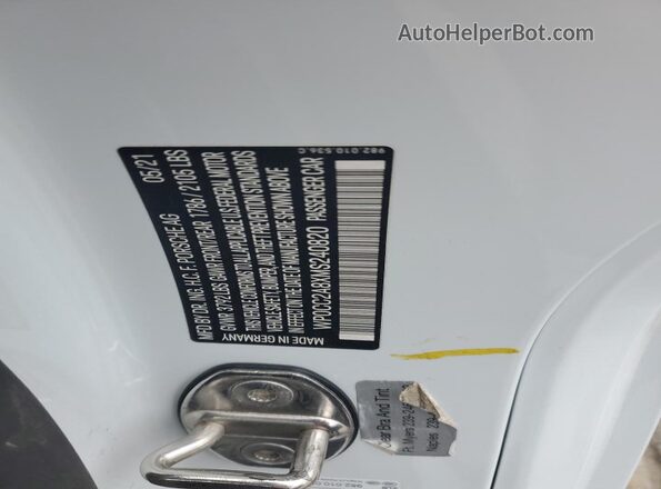 WP0CC2A8XMS240820 2021 PORSCHE BOXSTER White ძრავის განყოფილების ხედი