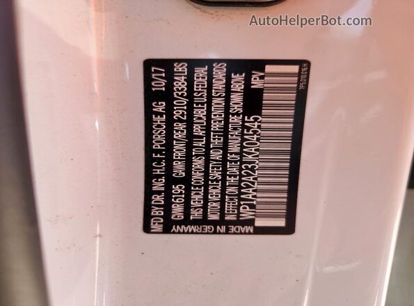 WP1AA2A23JKA04545 2018 PORSCHE CAYENNE Белый 