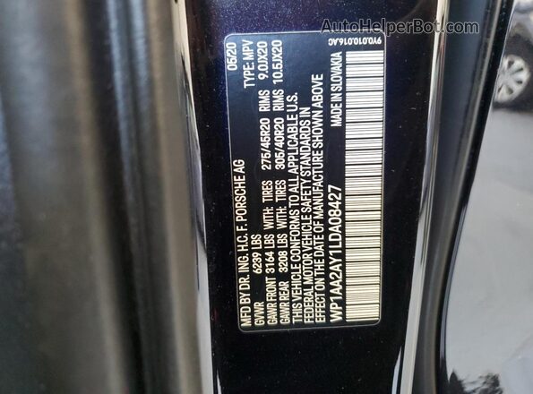 WP1AA2AY1LDA08427 2020 PORSCHE CAYENNE Черный Вид наклейки с VIN-кодом