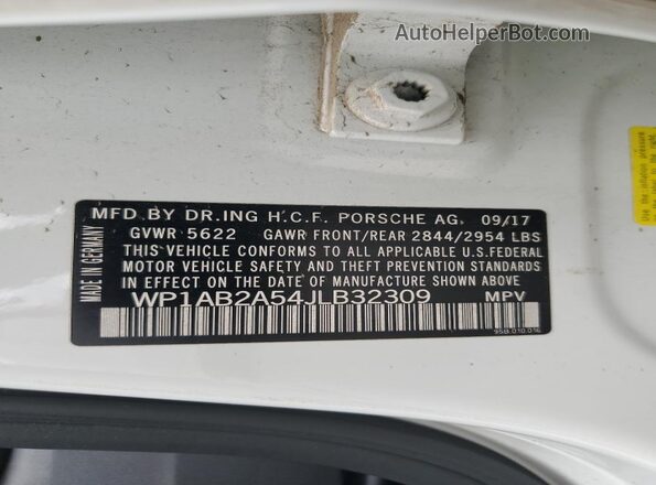 WP1AB2A54JLB32309 2018 PORSCHE MACAN White 