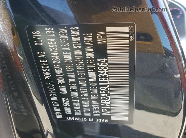 WP1AB2A59JLB34864 2018 PORSCHE MACAN Угольный 