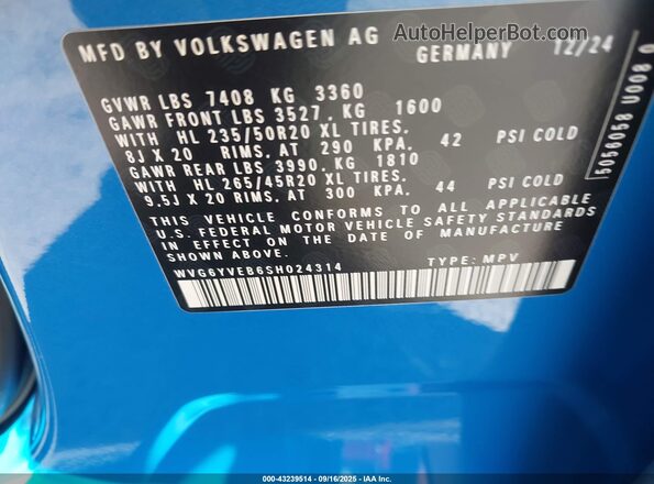 WVG6YVEB6SH024314 2025 VOLKSWAGEN ID. BUZZ Blue Engine compartment view