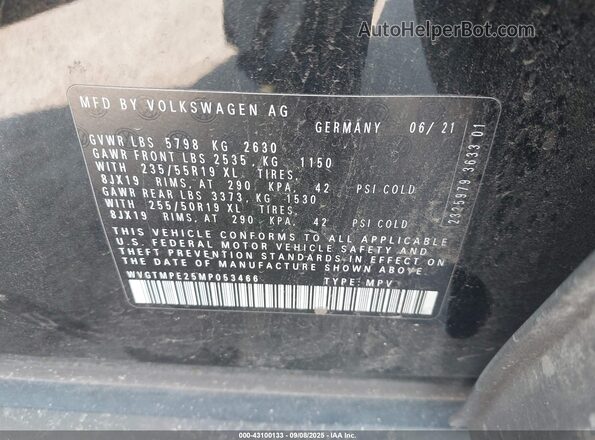WVGTMPE25MP053466 2021 VOLKSWAGEN ID.4 Black Vista del compartimento del motor