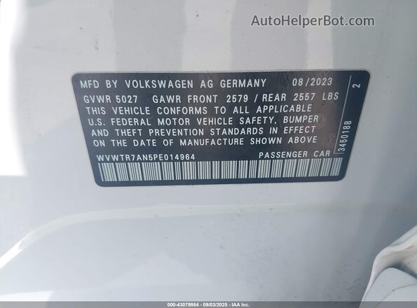 WVWTR7AN5PE014964 2023 VOLKSWAGEN ARTEON White ძრავის განყოფილების ხედი