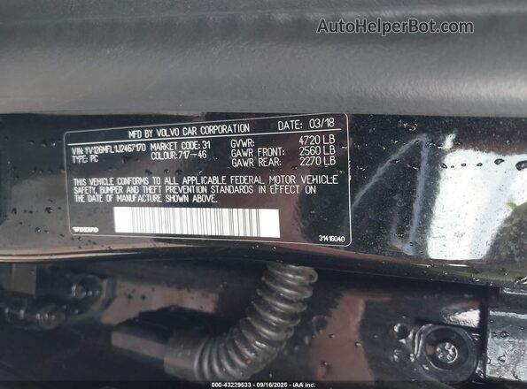 YV126MFL1J2467170 2018 VOLVO S60 Black Вид підкапотного простору
