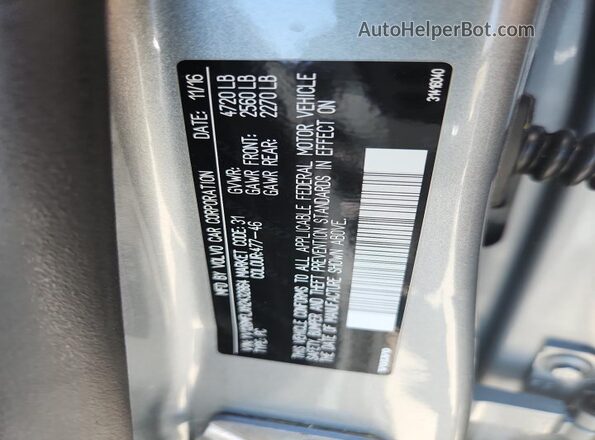 YV126MFLXH2432864 2017 VOLVO S60 Серебряный 