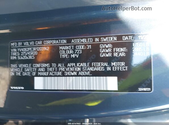 YV4062PE3R1203142 2024 VOLVO XC90 Gray Vista del compartimento del motor