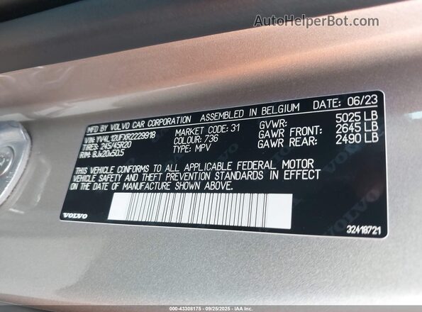YV4L12UFXR2229918 2024 VOLVO XC40 Brown Շարժիչի բաժամունքի տեսք