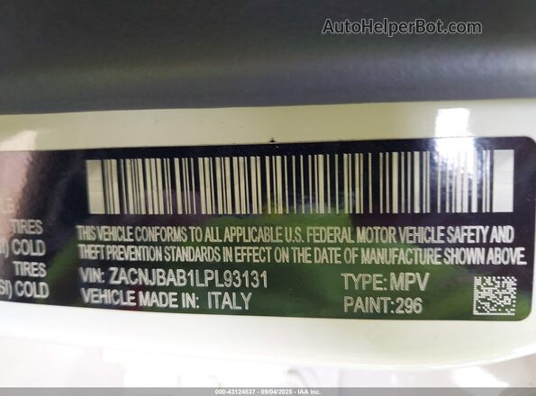 ZACNJBAB1LPL93131 2020 JEEP RENEGADE White Engine compartment view