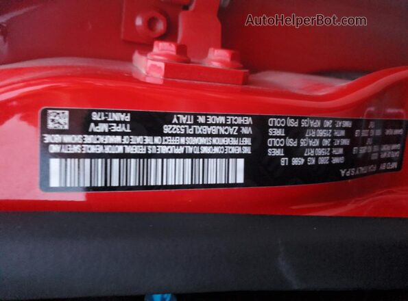 ZACNJBABXLPL53226 2020 JEEP RENEGADE Red Vista de la etiqueta del VIN