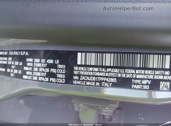 ZACNJDB17PPP42865 2023 JEEP RENEGADE Gray Շարժիչի բաժամունքի տեսք