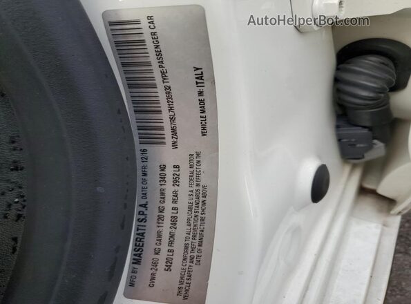 ZAM57RSL7H1235932 2017 MASERATI GHIBLI White 