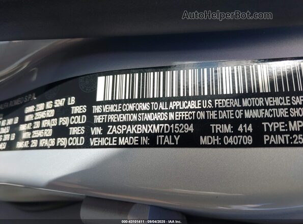 ZASPAKBNXM7D15294 2021 ALFA ROMEO STELVIO Gray 