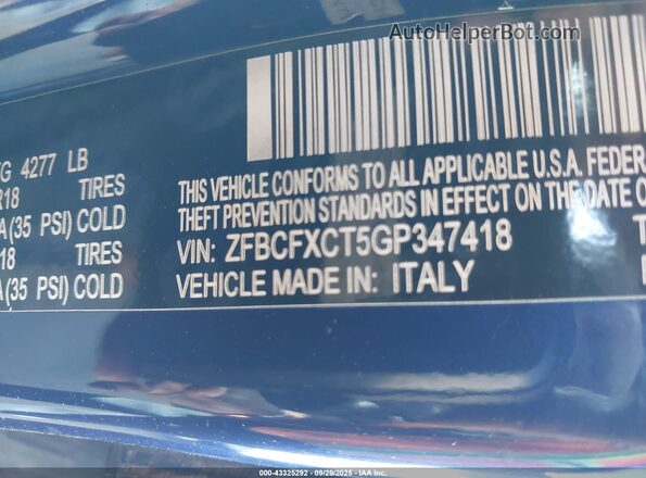 ZFBCFXCT5GP347418 2016 FIAT 500X Blue Вид підкапотного простору
