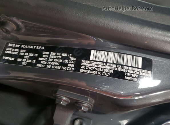 ZFBCFYAB8JP665203 2018 FIAT 500X Gray 