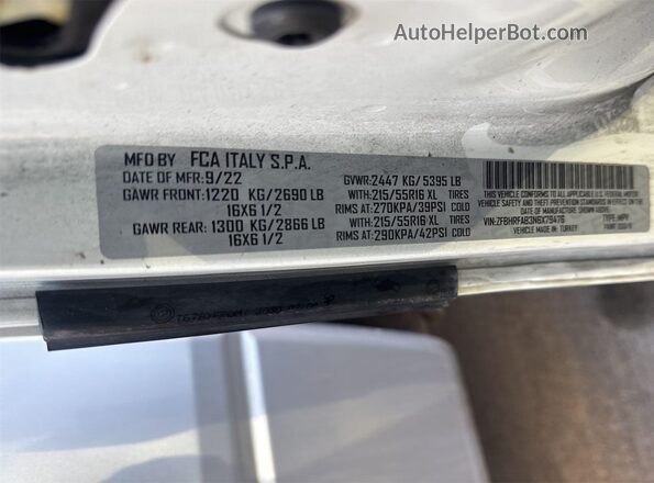 ZFBHRFAB3N6X79476 2022 RAM PROMASTER CITY  Trasero derecho
