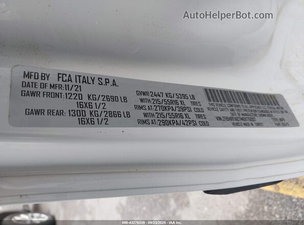 ZFBHRFAB7M6V76007 2021 RAM PROMASTER CITY Белый Вид подкапотного пространства
