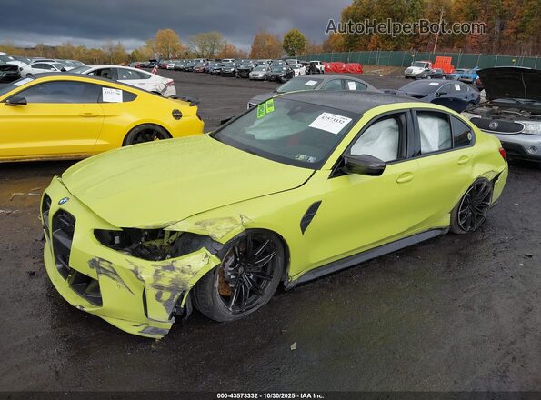 WBS43AY02NFL90468 2022 BMW M3 Green Առջևի ձախ երեք քառորդ տեսարան
