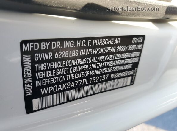 WP0AK2A77PL132137 2023 PORSCHE PANAMERA White 
