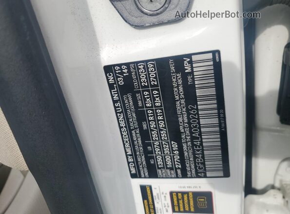 4JGFB4KE4LA030262 2020 MERCEDES-BENZ GLE Белый Панорамный вид салона 360°