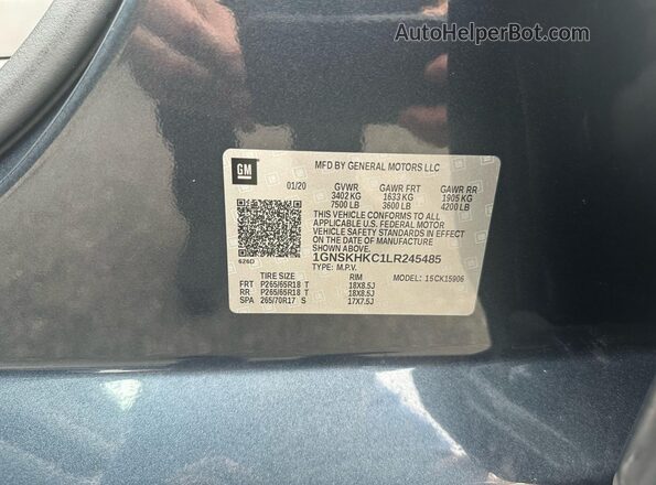 1GNSKHKC1LR245485 2020 CHEVROLET SUBURBAN Gray 