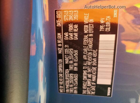 YV4ED3GL0P2057824 2023 VOLVO C40 Синий Панорамный вид салона 360°