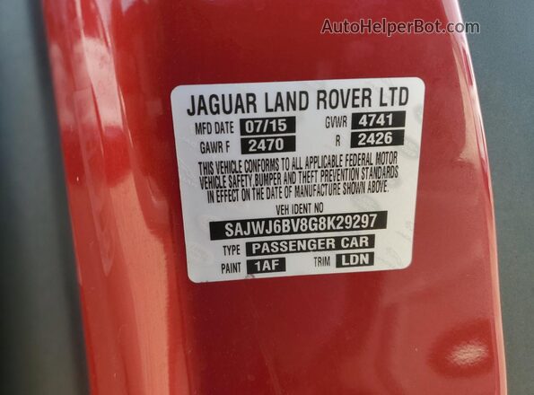 SAJWJ6BV8G8K29297 2016 JAGUAR F-TYPE Red 