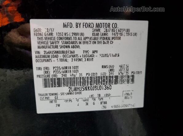 2LMHJ5NK0JBL01360 2018 LINCOLN MKT Black Vista interior de 360 grados