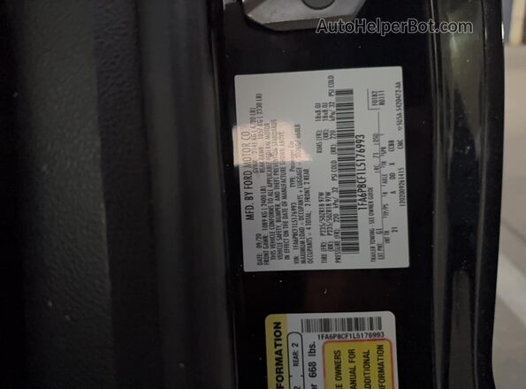 1FA6P8CF1L5176993 2020 FORD MUSTANG Black Widok wnętrza z tyłu