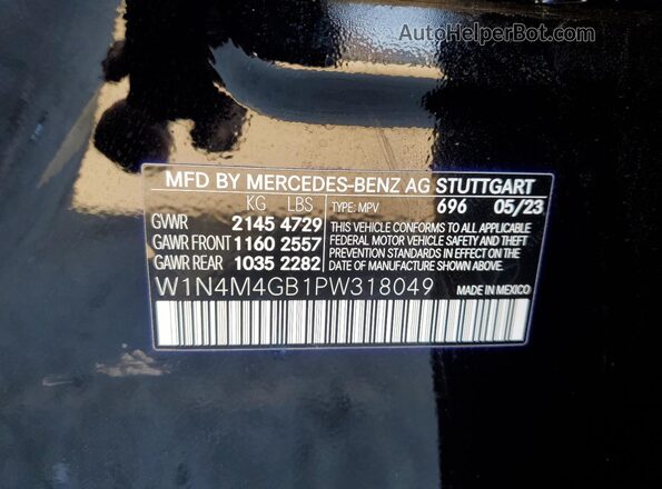 W1N4M4GB1PW318049 2023 MERCEDES-BENZ GLB-CLASS Черный 